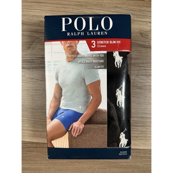 3 Pack Polo Ralph Lauren Classic Fit Crew Neck Shirt BLACK Size New In Box Large - Picture 1 of 5